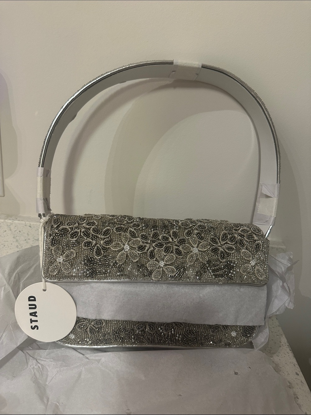 STAUD Tommy Floral Shoulder Bag in Garden Party